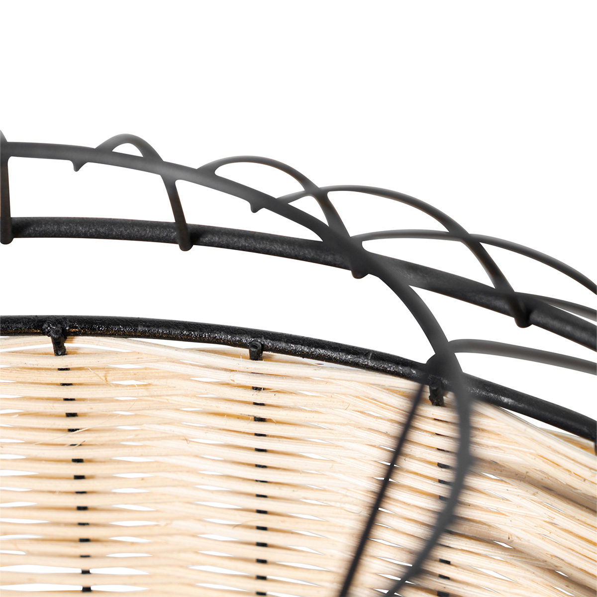 Lampada a sospensione orientale nera con rattan 38 cm - Emir