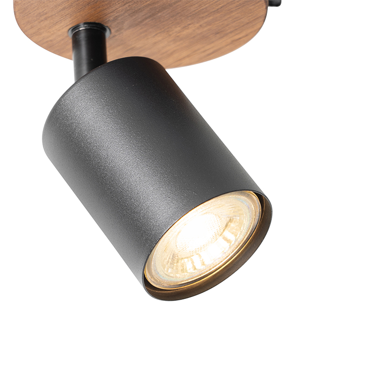 Industriespot schwarz mit Holz neigbar - Jeana