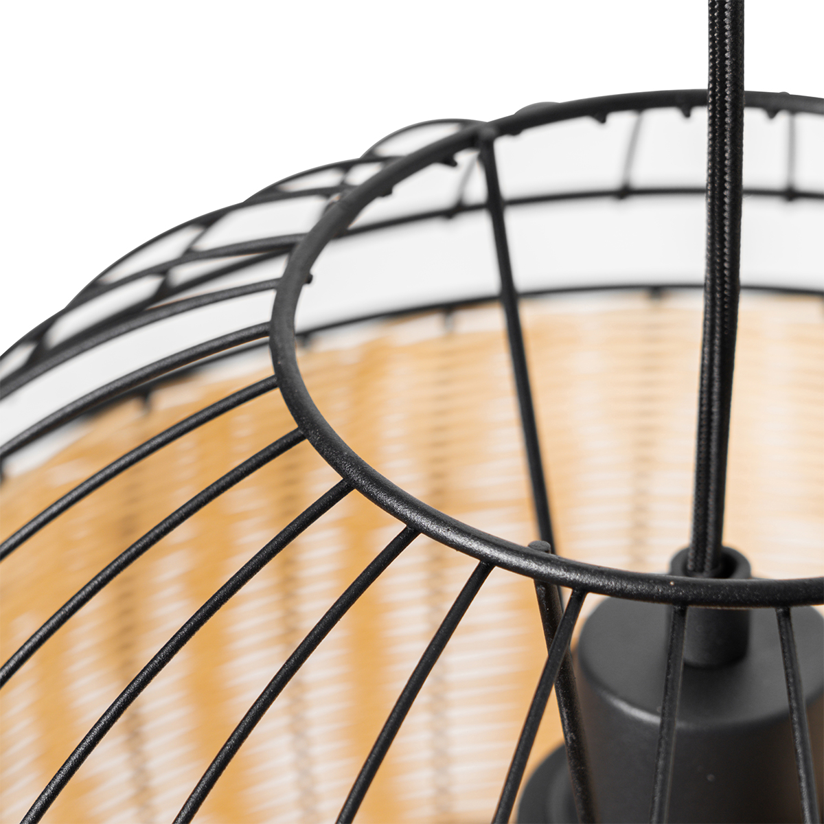 Suspension orientale noire avec rotin 38 cm - Emir