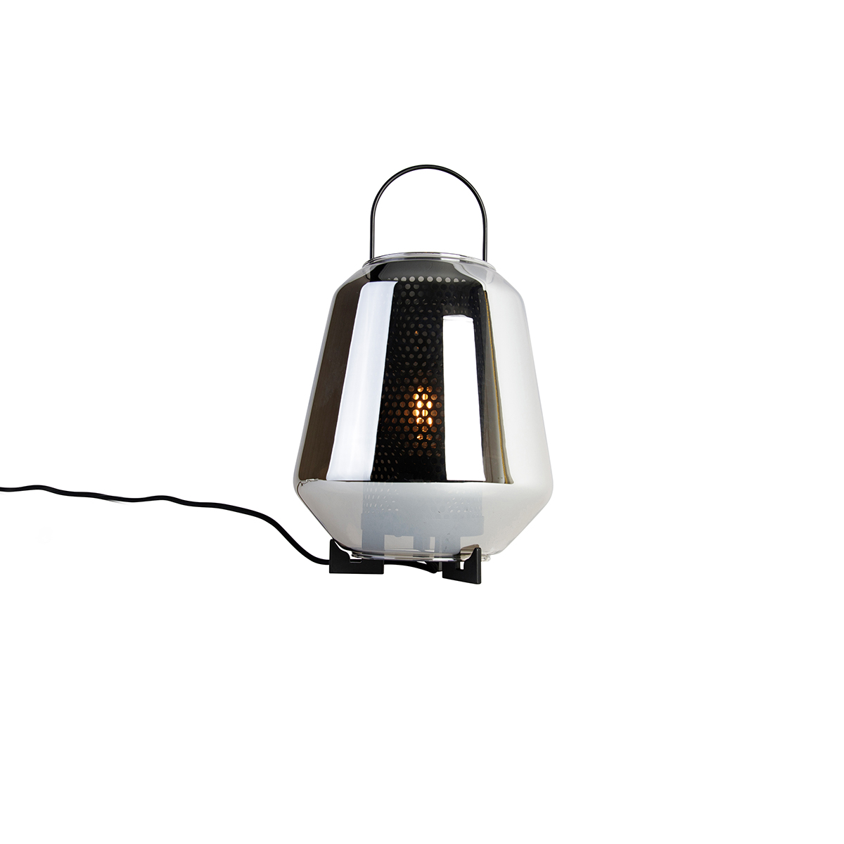 Art Deco Tischlampe schwarz mit Rauchglas 23 cm - Kevin