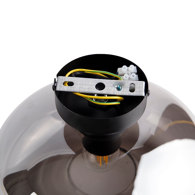 Art Deco Ceiling Light Black with Smoke Glass - Busa