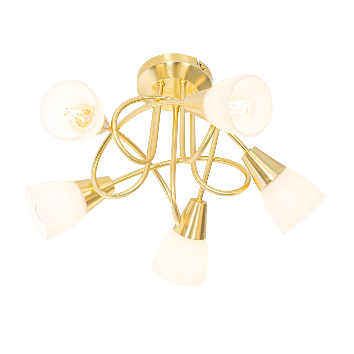 Klassische Deckenleuchte Gold mit Opalglas 5-flammig - Inez