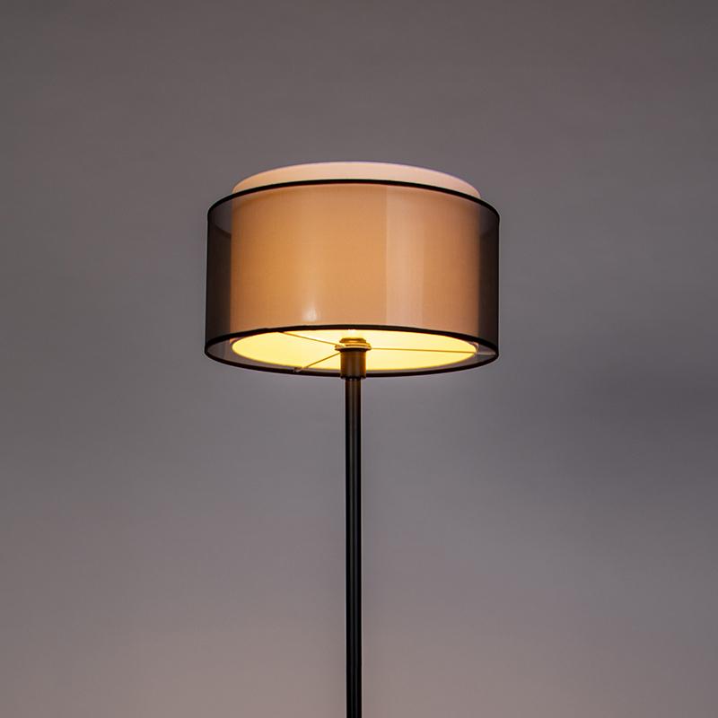 Design Floor Lamp Black with Black and White Lampshade 47 cm - Simplo