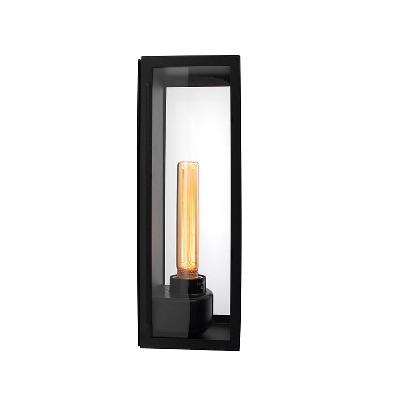 Applique extérieure rectangulaire moderne noire verre - Rotterdam Long
