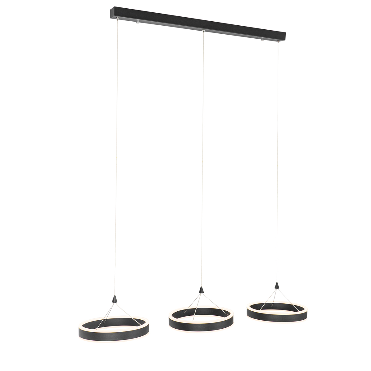 Suspension noire oblongue avec LED à intensité variable 3 niveaux 3 lumières - Lyani