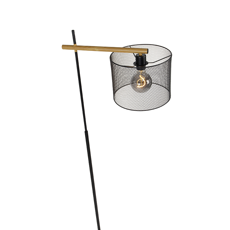 Lampada da terra industriale nera - Drum Mesh