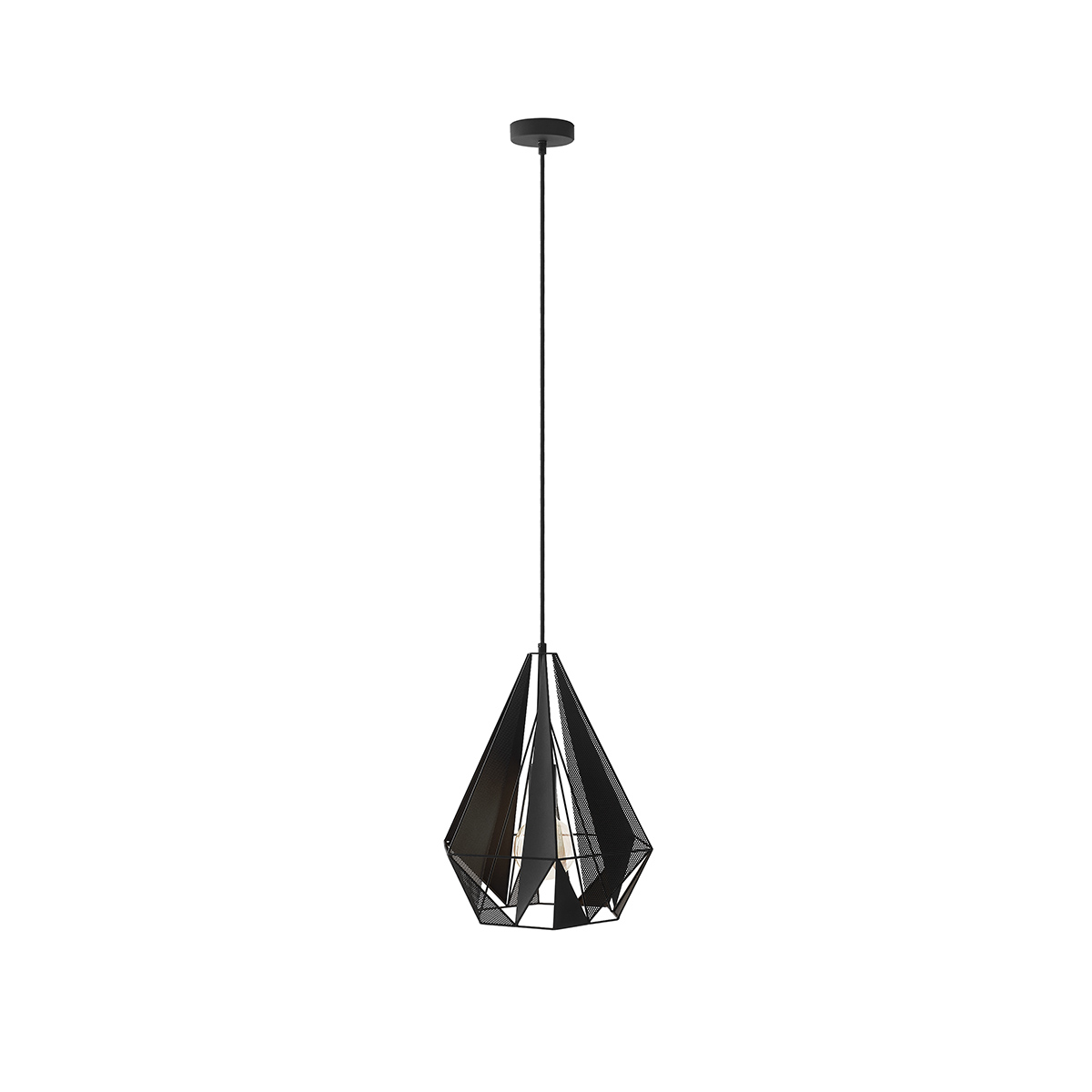 Suspension industrielle noire avec grille - Carcass