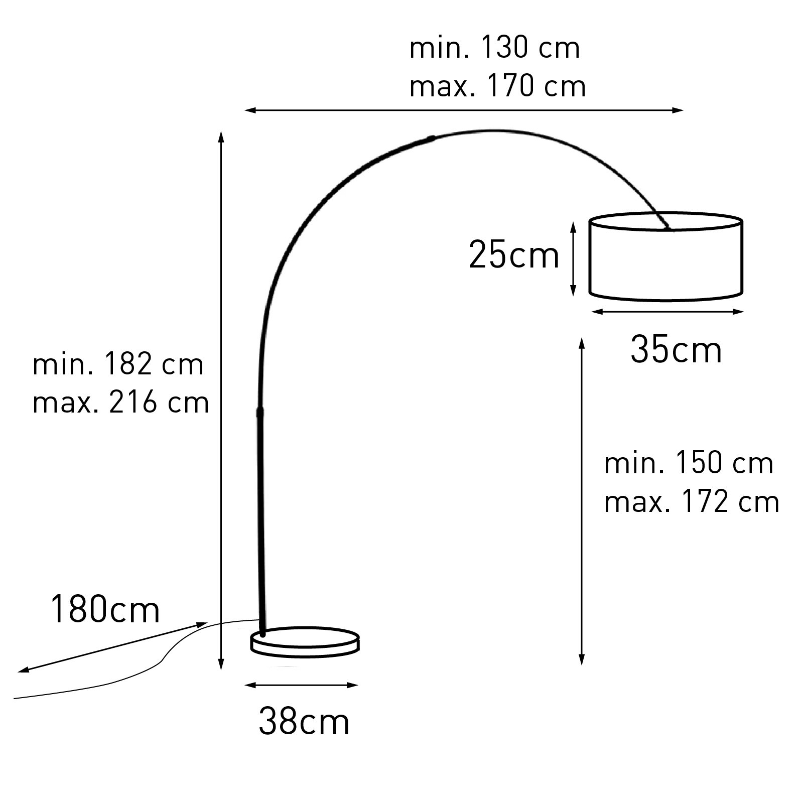 Lampe à arc en acier avec abat-jour 35/35/20 bleu réglable - XXL