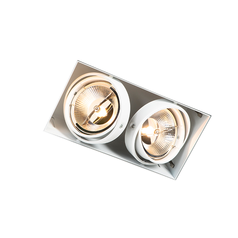 Faretto da incasso bianco GU10 AR111 senza cornice 2 luci - Oneon