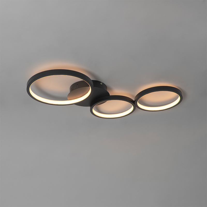 Plafoniera di design nera con LED dimmerabile a 3 livelli 3 luci - Pande