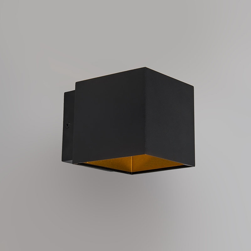 Set of 2 Design Wall Light Black/Gold Incl. LED - Caja