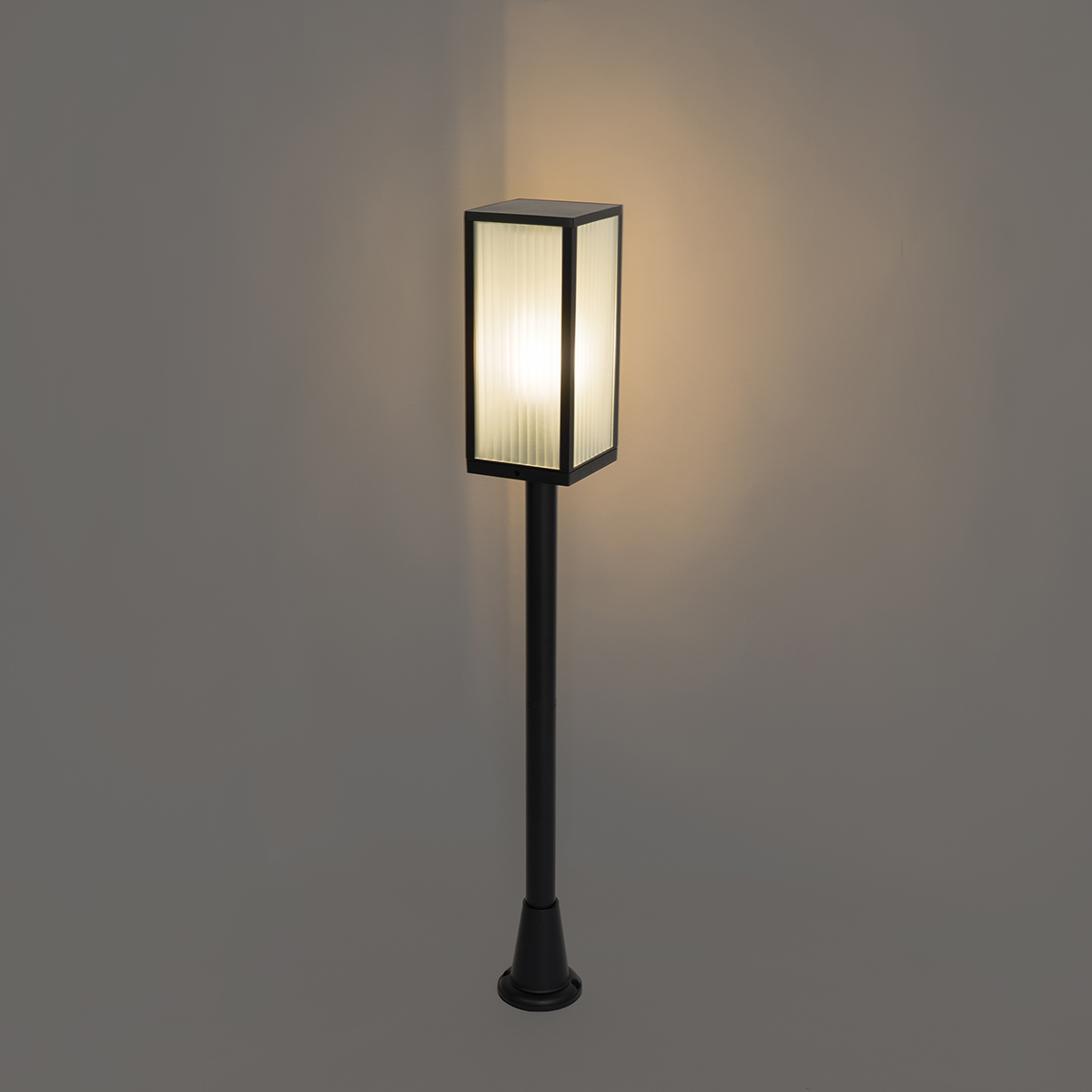 Outdoor Floor Lamp Black with Ribbed Glass 100 cm IP44 - Charlois Ribbed