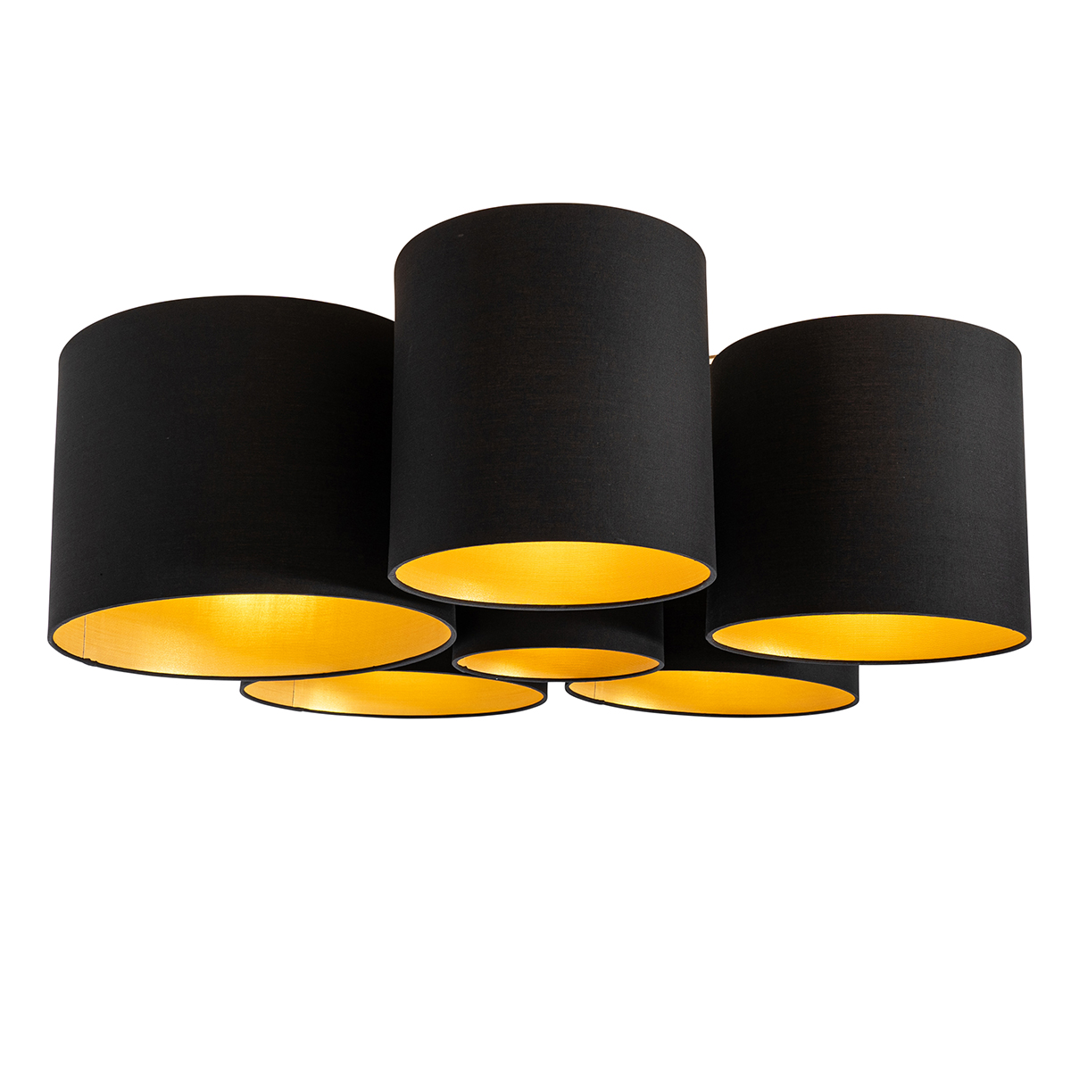 Plafoniera nera con interno dorato 6 luci - Multidrum
