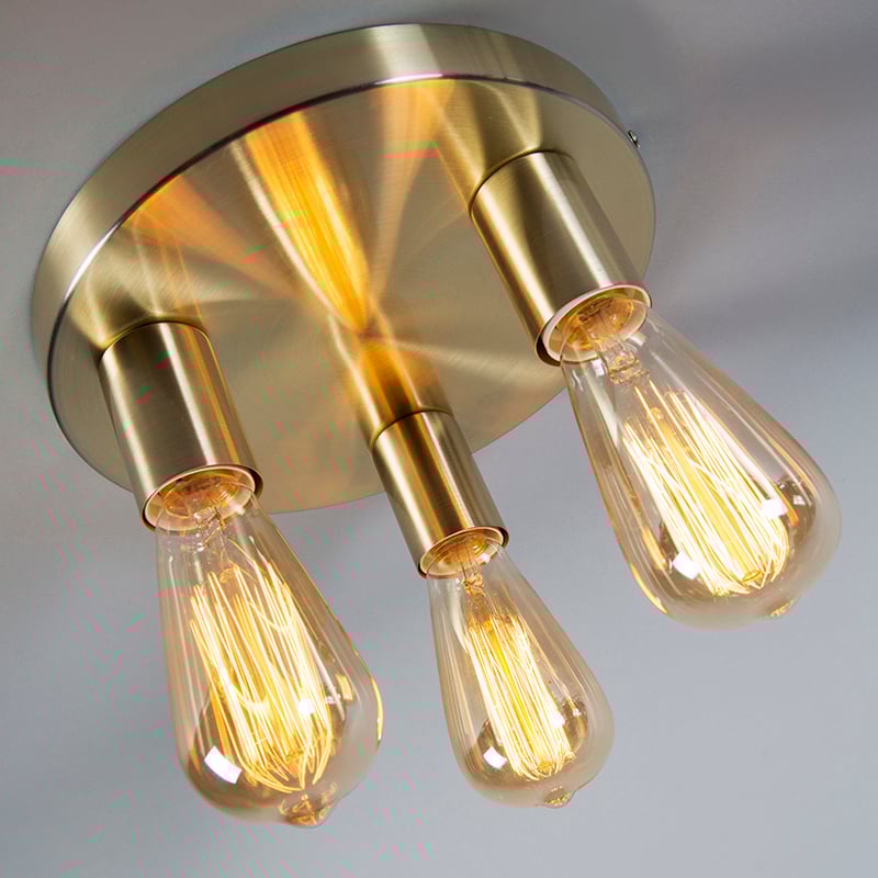 Art Deco Ceiling Lamp Gold Round - Facil 3