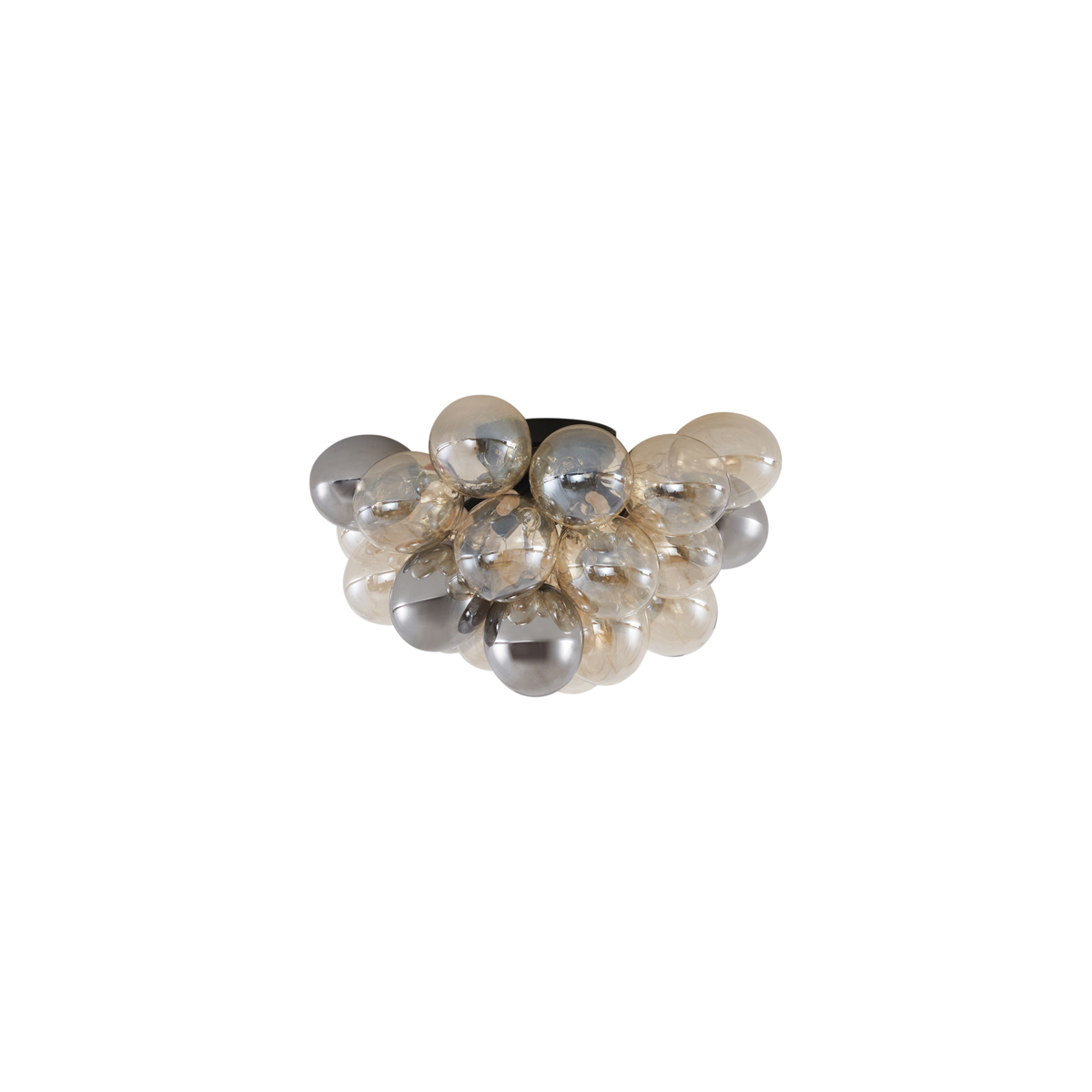 Lámpara de techo de diseño negro con cristal ámbar y ahumado 6 luces - Uvas