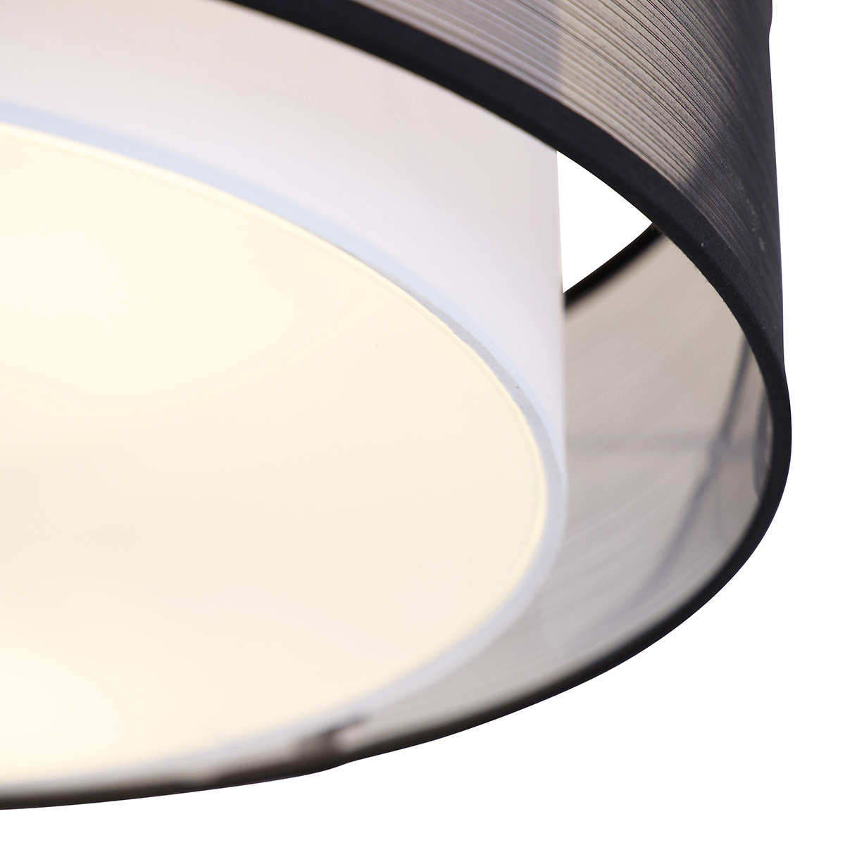 QAZQA Deckenleuchte Drum Neutron – 50 Cm, Schwarz/weiß, 3-flammig, WiFi-fähig, Dimmbar, Inkl. Dimmer