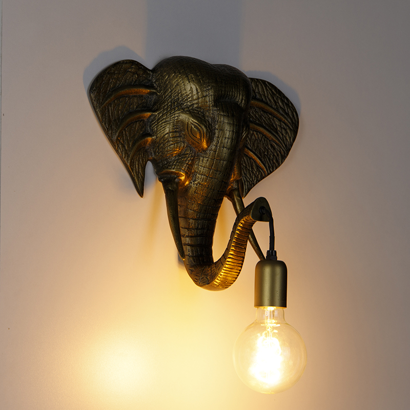 Vintage wall lamp gold - Elephant