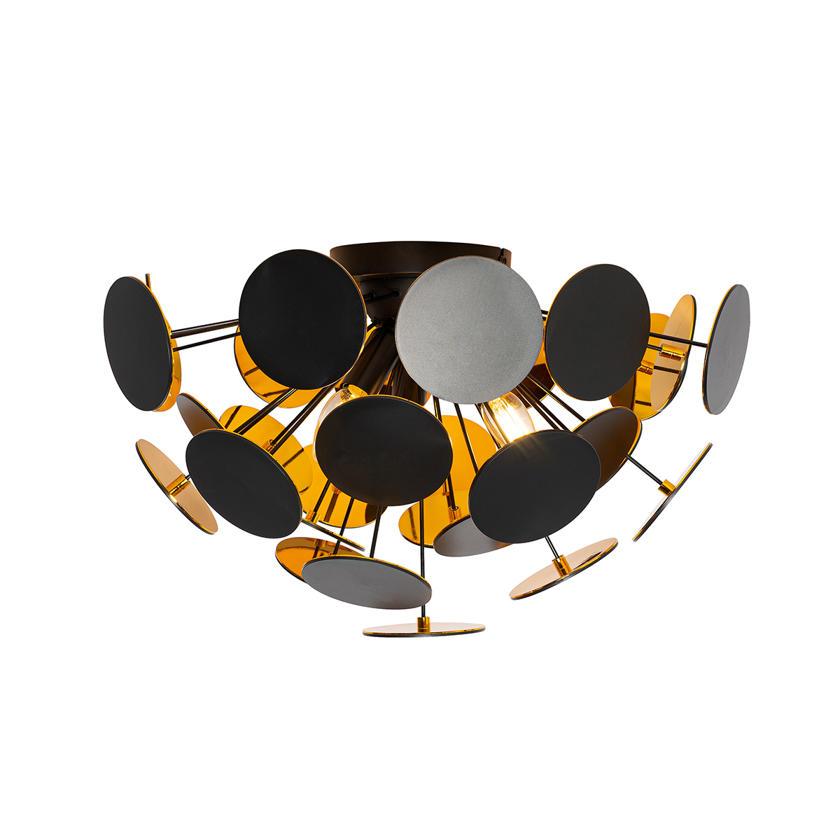 Design Deckenleuchte Schwarz mit Gold 54cm 3-flammig - Cerchio