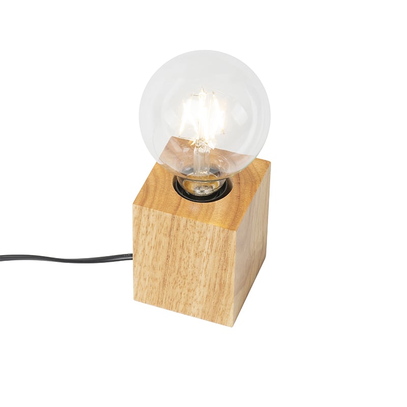 Country table lamp wood natural - Bloc