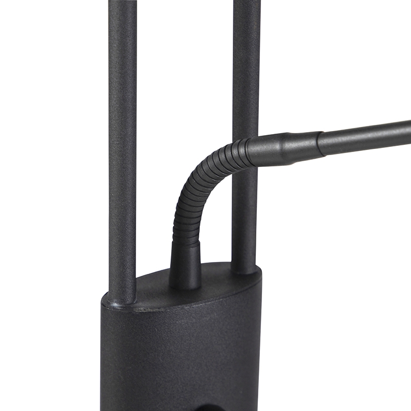 Lampada da terra nera braccio lettura LED e USB - SEVILLA