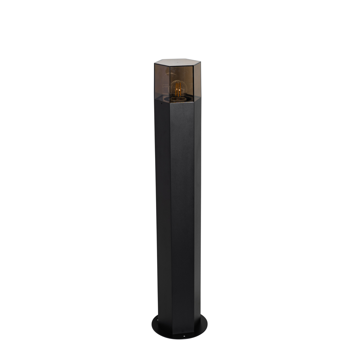 Standing Outdoor Lamp Black with Smoke Shade Hexagon 70 cm - Denmark
