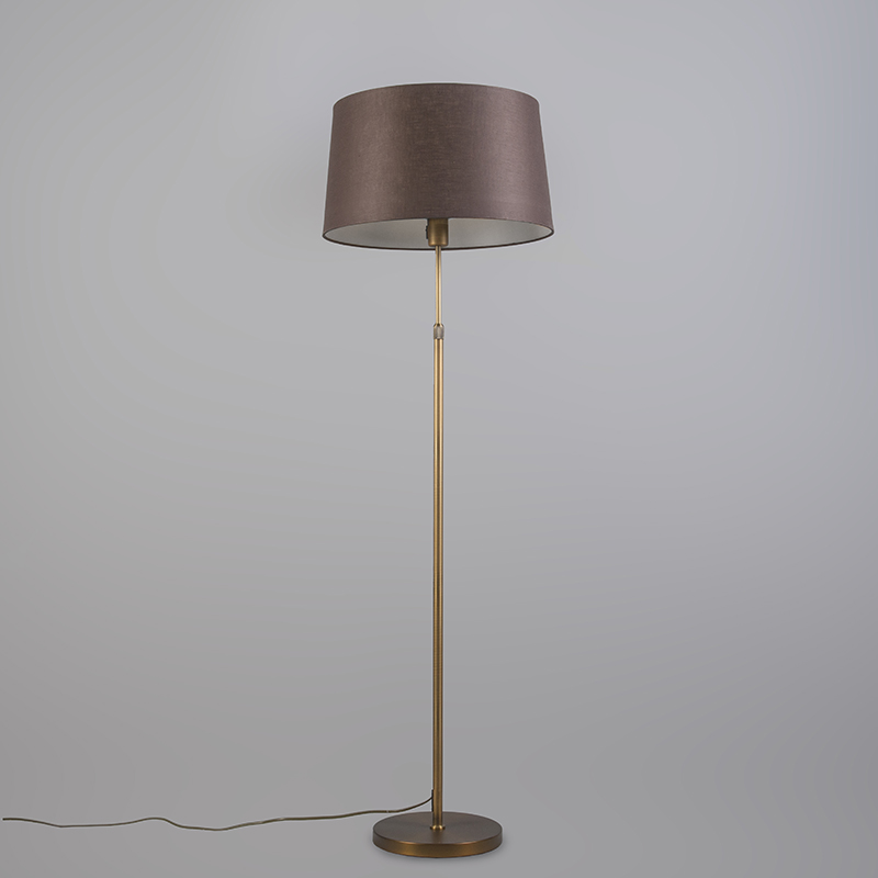 Floor Lamp Bronze with 45cm Brown Linen Shade Parte Bronze