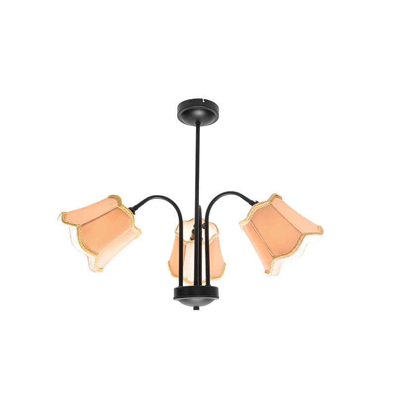 Plafoniera classica nera con paralume oro 3 luci - Nona