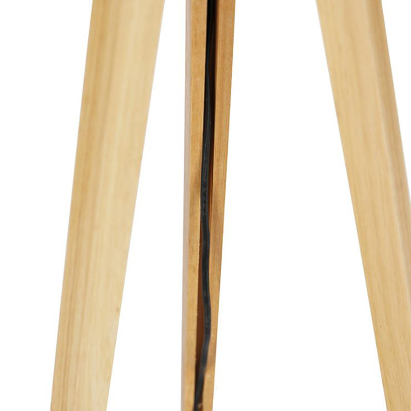 Modern Floor Lamp Wood with Fabric Lampshade Peacock Print 50 cm - Tripod Classic