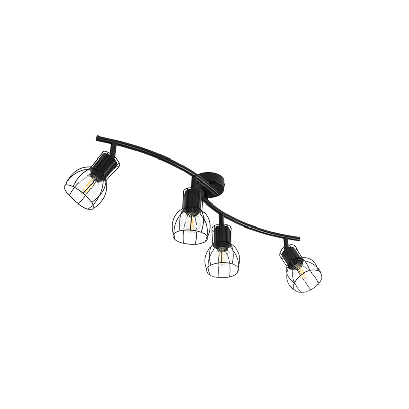 Faretto da soffitto moderno nero 86 cm 4 luci - Botu