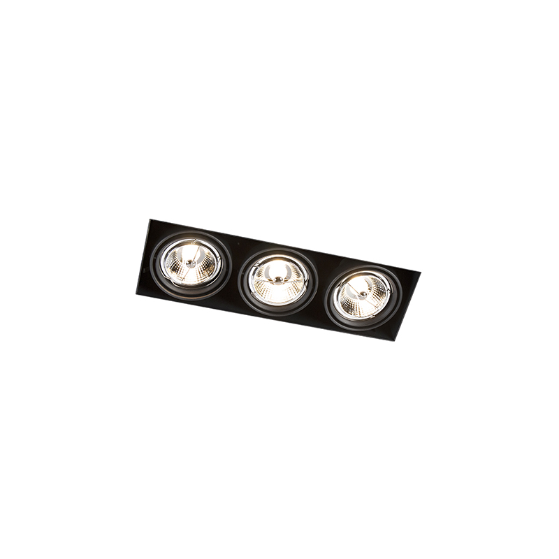 Set of 6 Recessed Spotlights Black GU10 AR70 Trimless 3-Lights - Oneon