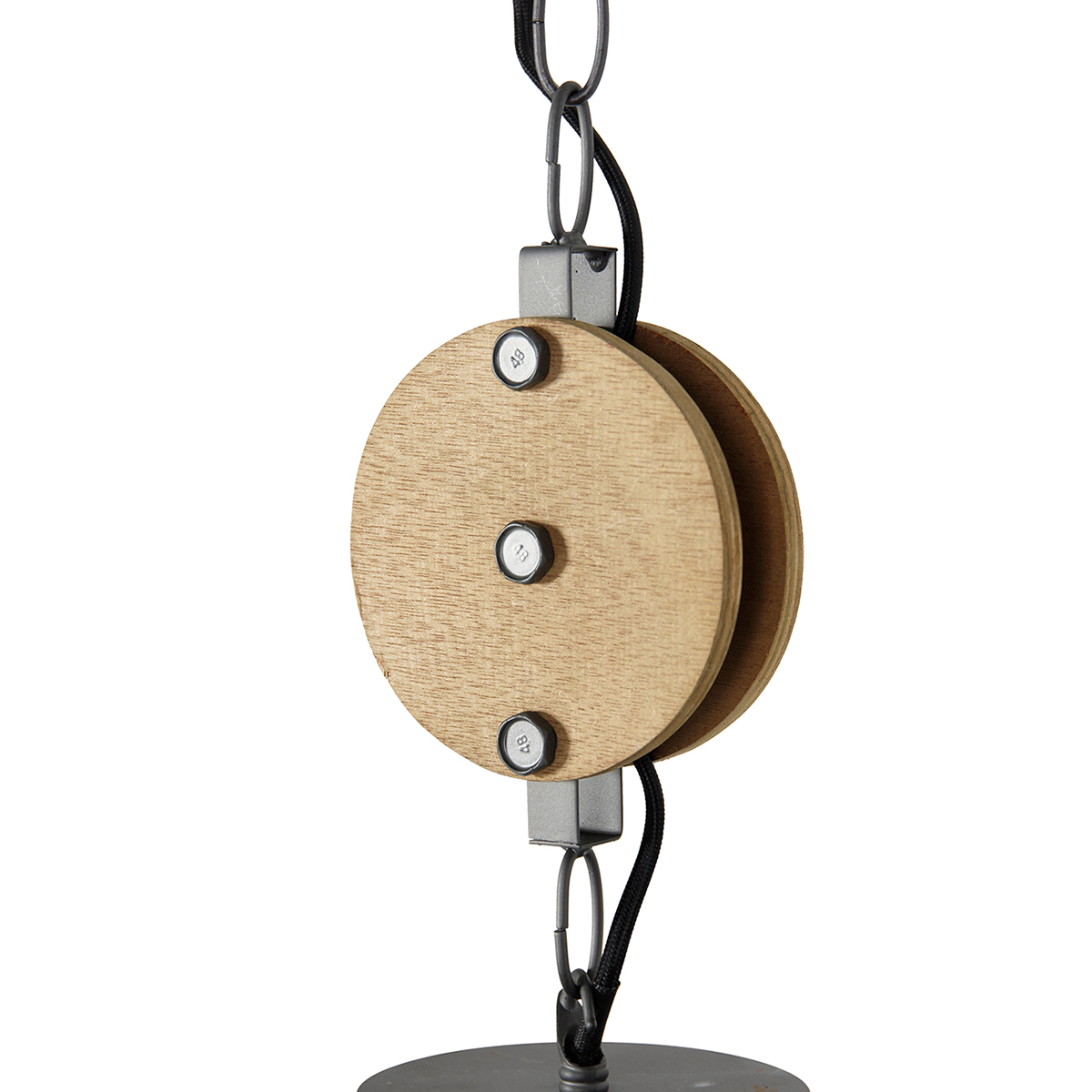Lampada a sospensione industriale grigio scuro con legno 34 cm - Arthur