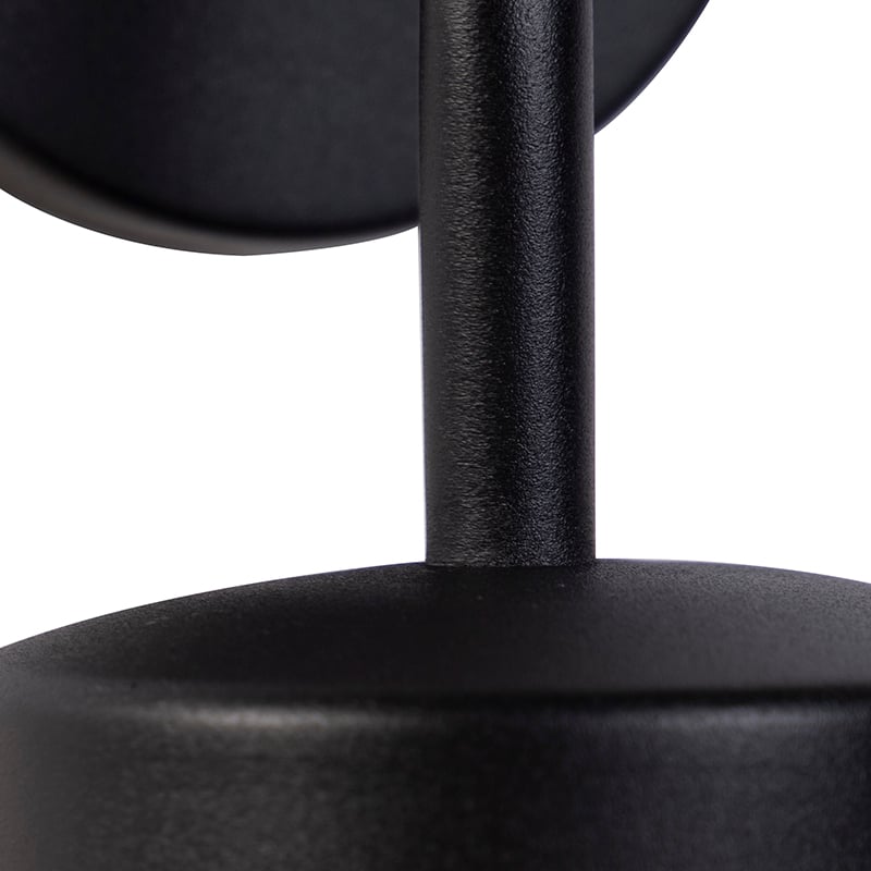 Country Wandleuchte schwarz mit Glas - Elza