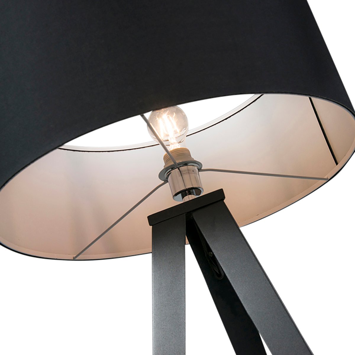 Lampadaire moderne noir avec abat-jour noir - Ilse