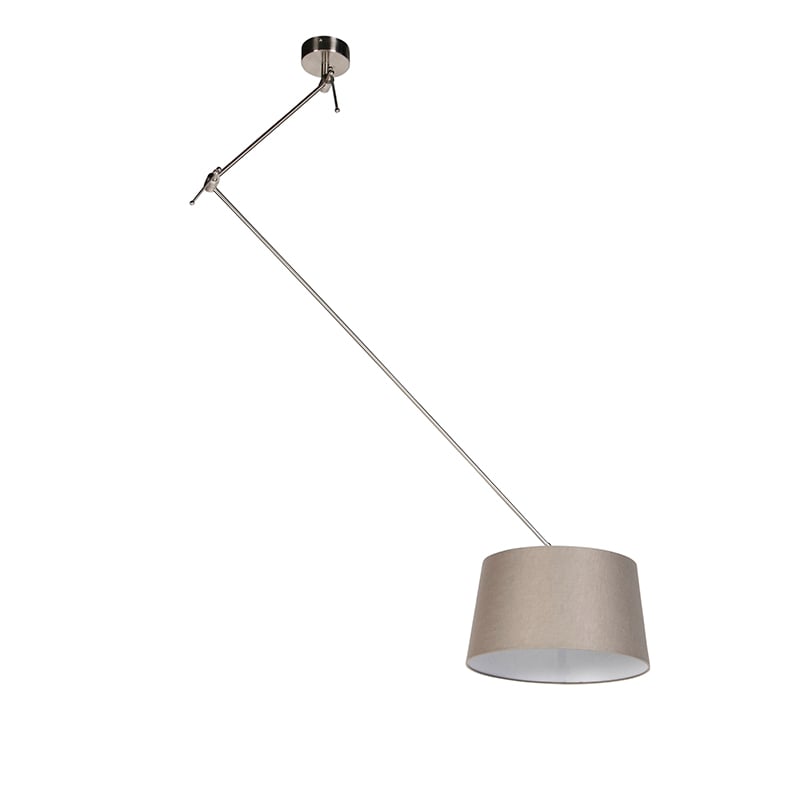 Lámpara colgante de acero con pantalla de lino color topo 35 cm - Blitz