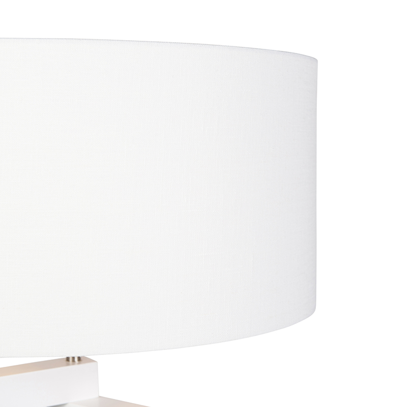 Lámpara de pie trípode madera blanca con pantalla blanca 50 cm - Puros