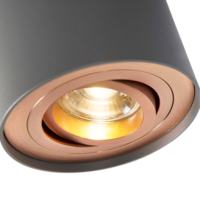 Spot intelligent gris avec cuivre, ampoule GU10 WiFi incluse - Rondoo Up
