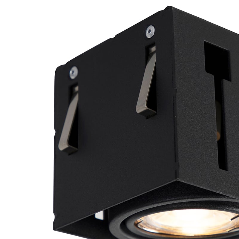 QAZQA + Diseño Foco empotrado negro orientable sin molduras 3-luces