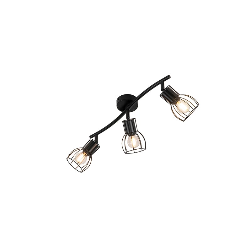 Spot de plafond moderne noir 63 cm 3 lumières orientables - Botu