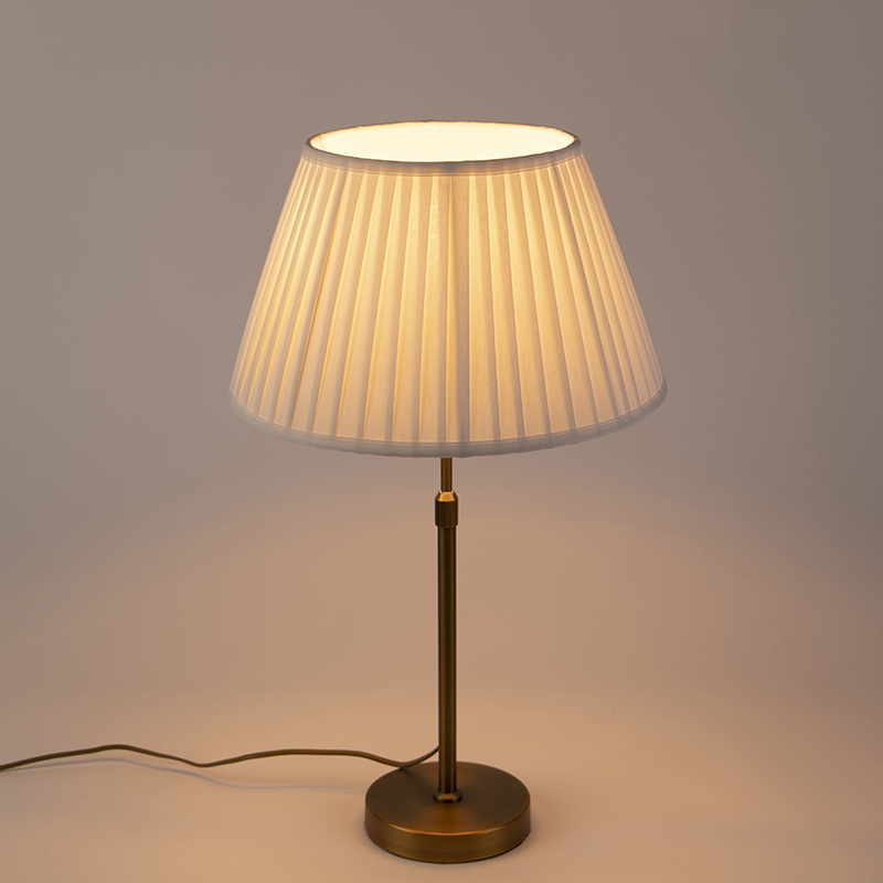 Bronze Table Lamp with Pleated White Lampshade 35cm - Parte