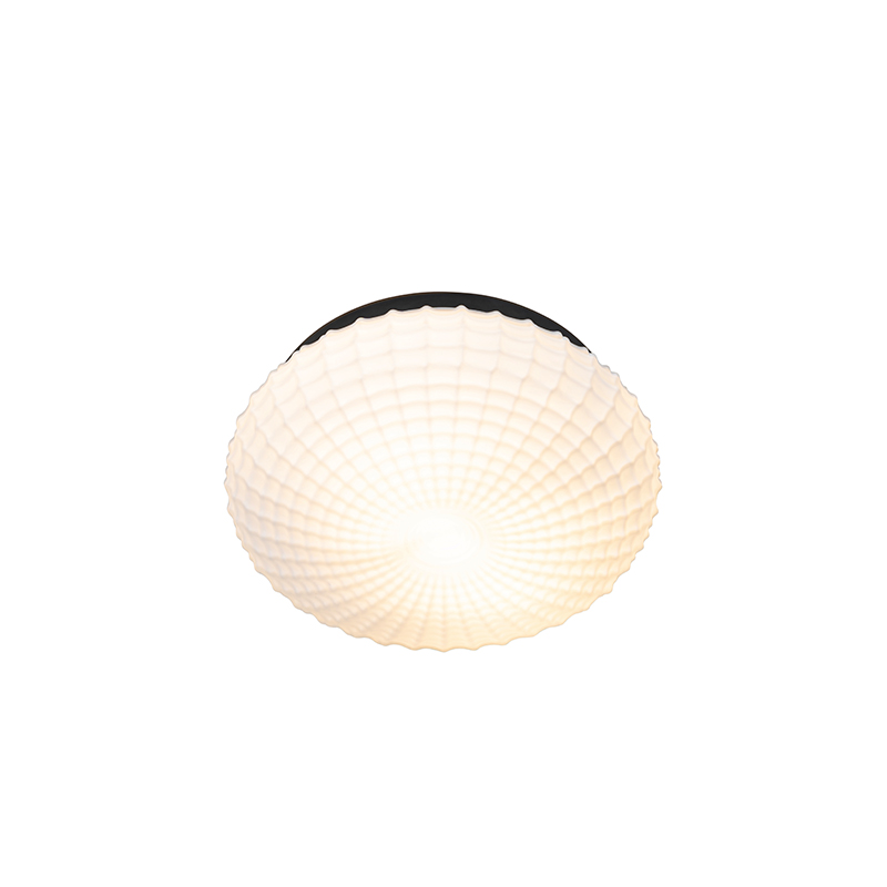 Plafoniera classica nera con vetro opalino 30 cm IP44 - Nohmi