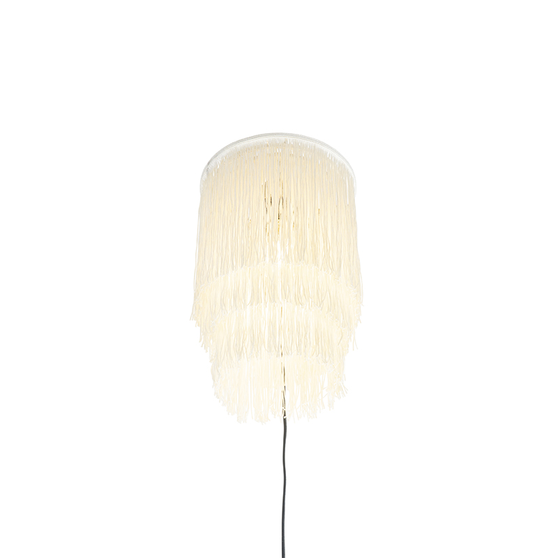 Orientalische Wandleuchte Gold Creme Schirm mit Fransen - Franxa