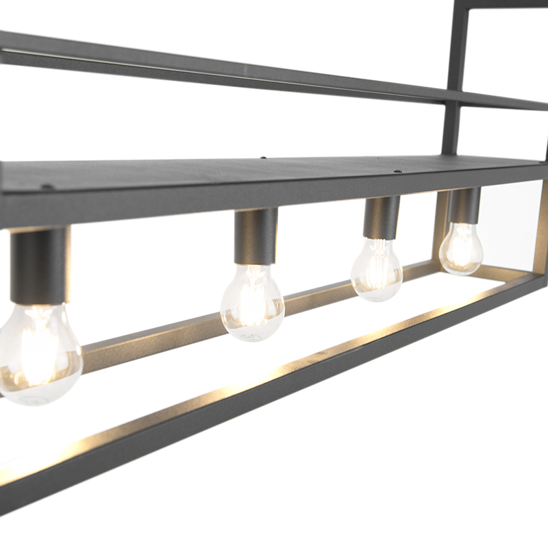 Lámpara colgante negra con estante 4 luces - Cage Rack