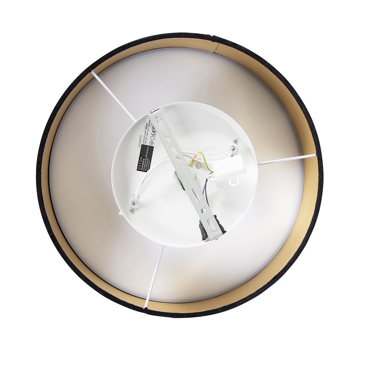 Modern Ceiling Light Black 40 cm with Gold Interior - Drum