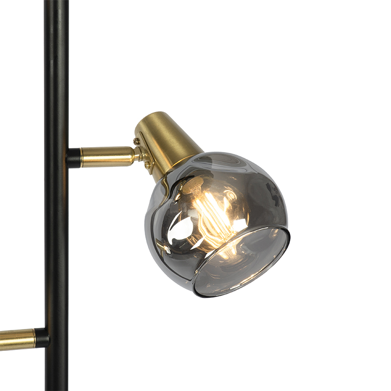 Lampada da terra Art Déco nera e oro con vetro fumé 3 luci - VIDRO