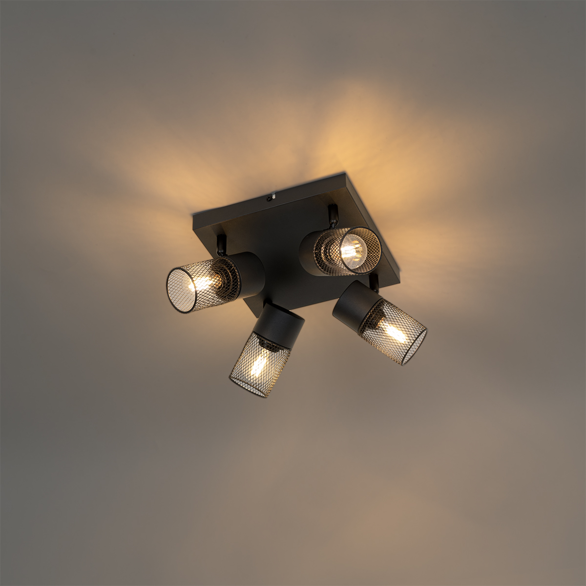 Industrial Ceiling Spot Black 4-Light Adjustable - Jim