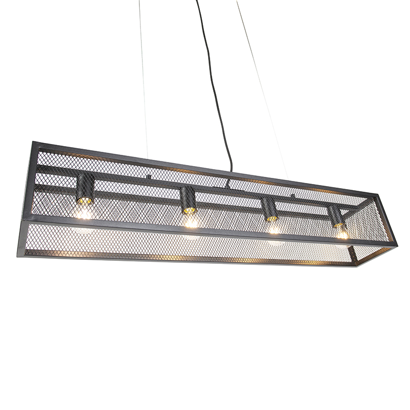 Lámpara colgante industrial negra con efecto tejido 4 luces - Cage