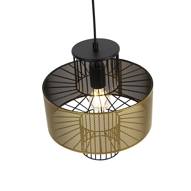 Lámpara colgante de diseño dorada con negro 30 cm - Tess