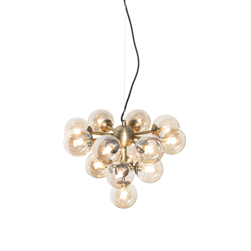 Lámpara colgante de bronce con cristal ámbar de 13 luces - Bianca