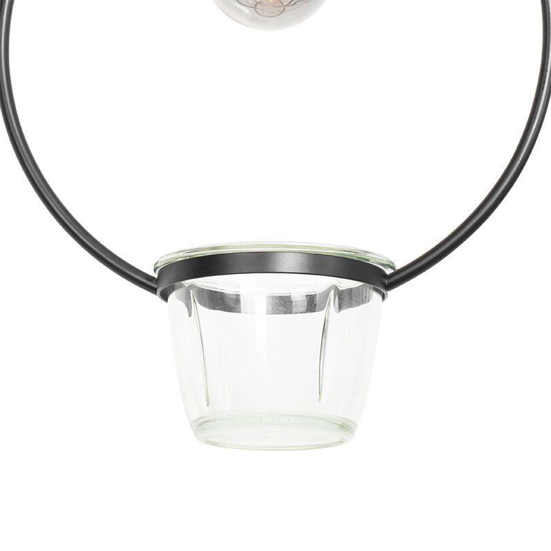 Moderne Hängelampe schwarz mit Glas rund - Roslini