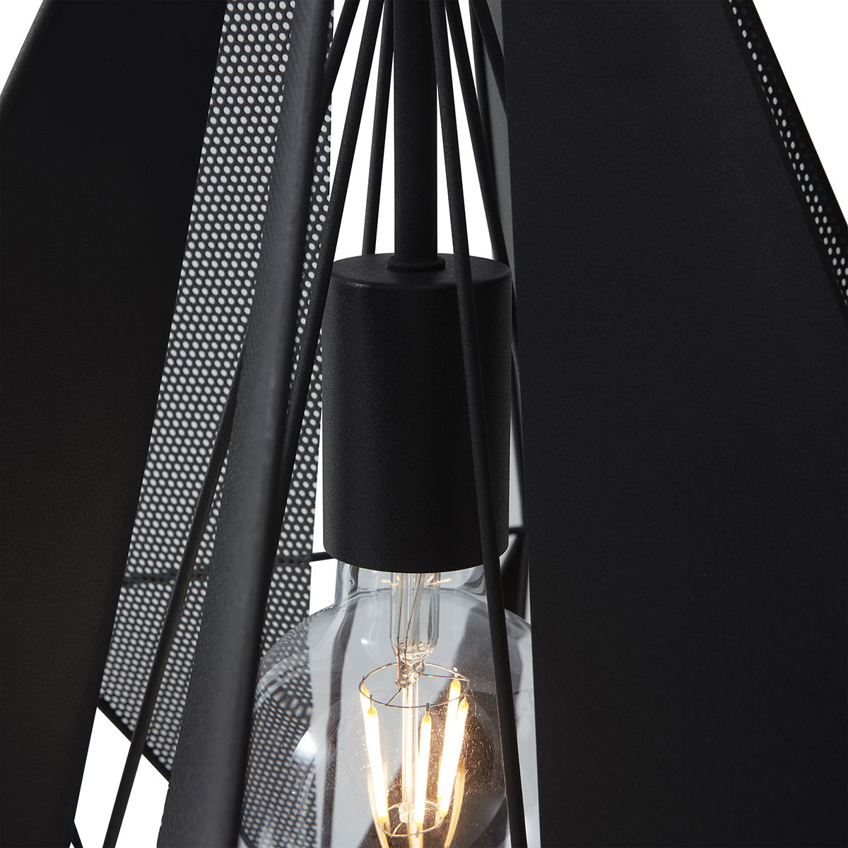 Suspension industrielle noire avec grille - Carcass